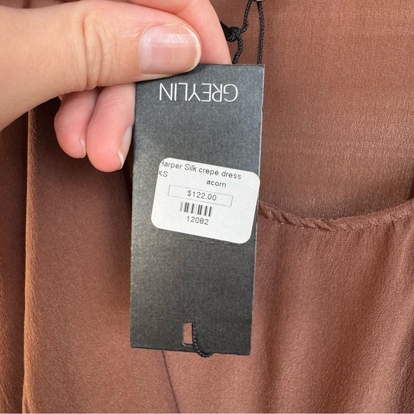 NWT Greylin Harper 100% Silk Crepe Brown Dress XS - Picture 3 of 5